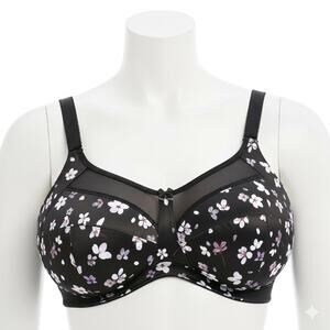 New Goddess Kayla Wireless Bra GD6163 Full Cup Black Cherry Blossom US 54C